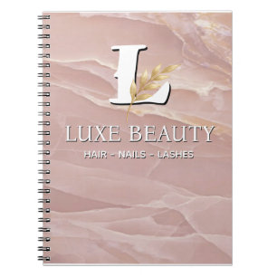 Luxury Blush Pink Marble Beauty Salon Logo Notebook