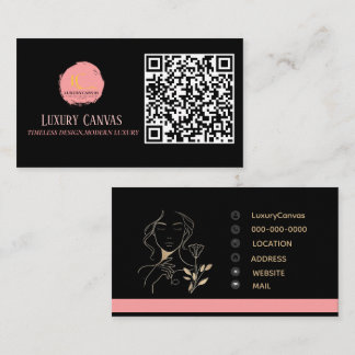 Luxury Blush Pink QR Code Beauty Business Card