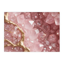 Luxury Blush Pink Quartz Crystal Acrylic Wall Art
