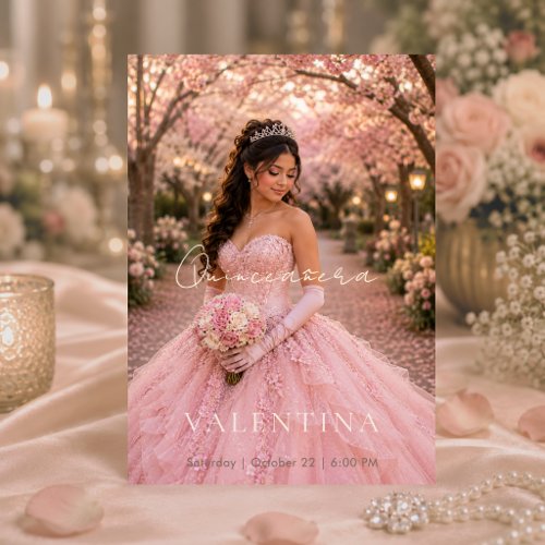 Luxury Blush Pink Quinceañera Invitation