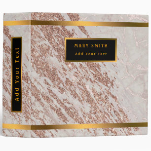 Luxury Blush Pink Rose Glitter Marble Customize 3 Ring Binder