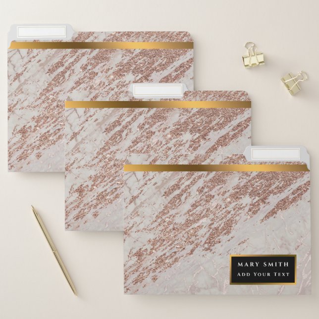 Luxury Blush Pink Rose Glitter Marble Customize File Folder (Set)