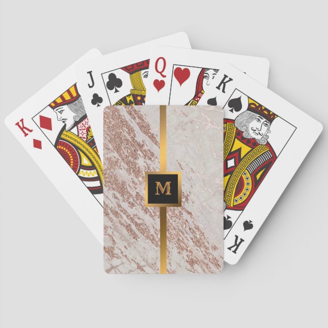 Luxury Blush Pink Rose Glitter Marble Customize Poker Cards (Back)