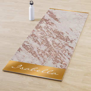 Luxury Blush Pink Rose Glitter Marble Customize Yoga Mat