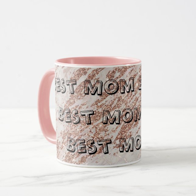 Luxury Blush Pink Rose Glitter Marble Mug (Front Left)