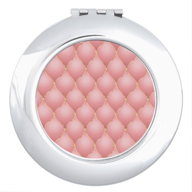Luxury Blush Pink Rose Gold Diamond Compact Mirror (Front)