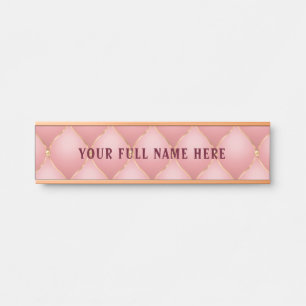 Luxury Blush Pink Rose Gold Diamond Custom Name Door Sign