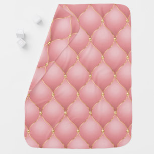 Luxury Blush Pink Rose Gold Diamond Tufted Pattern Baby Blanket