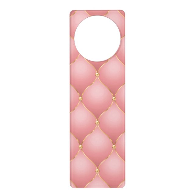 Luxury Blush Pink Rose Gold Diamond Tufted Pattern Door Hanger (Front)