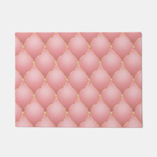 Luxury Blush Pink Rose Gold Diamond Tufted Pattern Doormat