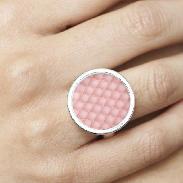 Luxury Blush Pink Rose Gold Diamond Tufted Ring (In Situ)