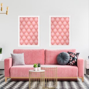 Luxury Blush Pink Rose Gold Diamond Wall Art Set