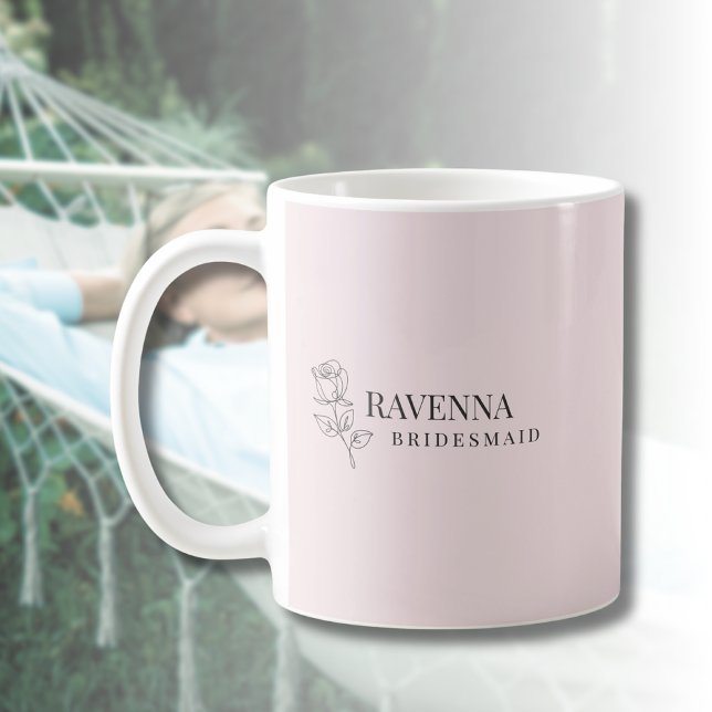 Luxury Blush Pink Rose Line Art Personalized Name  Coffee Mug (Creator Uploaded)