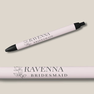 Luxury Blush Pink Rose Line Art Personalized Name Pen