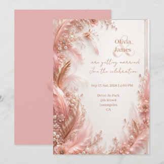 Luxury Blush Pink Wedding Invitation