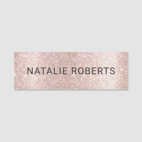 Luxury Blush Rose Gold Glitter Beauty Salon Spa Name Tag