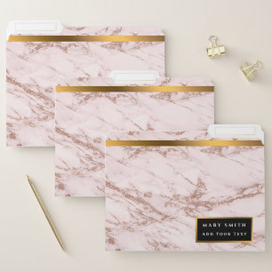 Luxury Blush Rose Pink Glitter Marble Customize File Folder