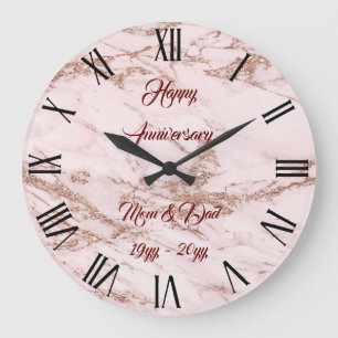 Luxury Blush Rose Pink Glitter Marble Customize Large Clock