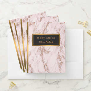 Luxury Blush Rose Pink Glitter Marble Customize Pocket Folder