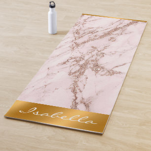 Luxury Blush Rose Pink Glitter Marble Customize Yoga Mat