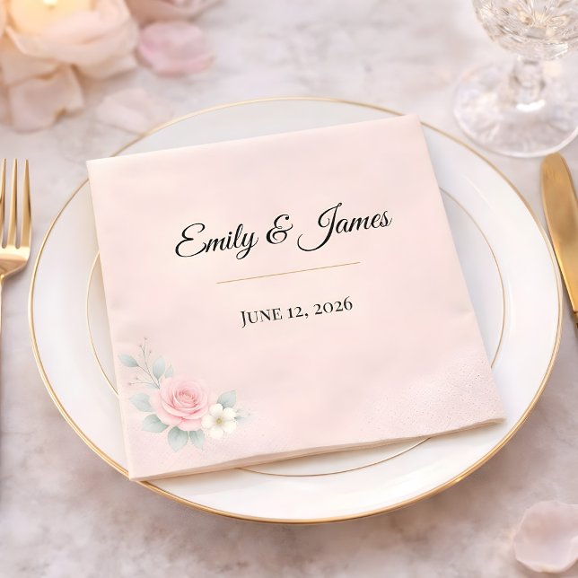 Luxury Blush Wedding Napkins (Luxury blush reception napkin for wedding collection)