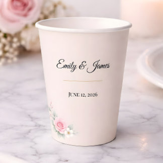Luxury Blush Wedding Paper Cups