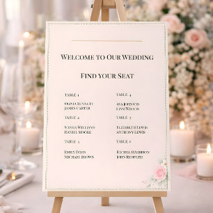 Luxury Blush Wedding Seating Chart Foam Board