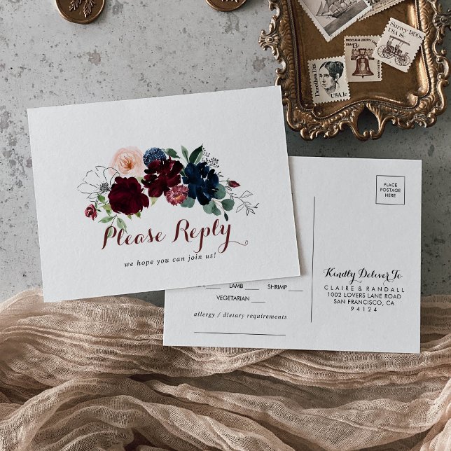 Luxury Boho Colorful Floral Menu Choice RSVP  (Creator Uploaded)
