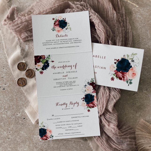 Luxury Boho Colorful Floral Trifold Wedding  (Creator Uploaded)