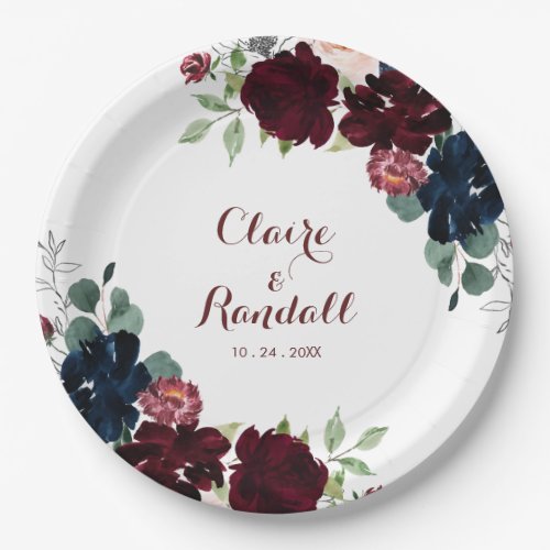 Luxury Boho Colorful Floral Wedding  Paper Plates