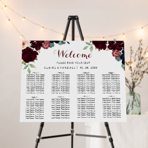 Luxury Boho Colorful Floral Wedding Seating Chart Foam Board