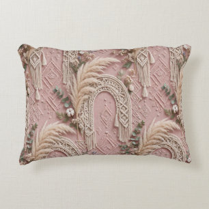 Luxury Boho Dusty Rose Pampas Grass Throw Pillow -