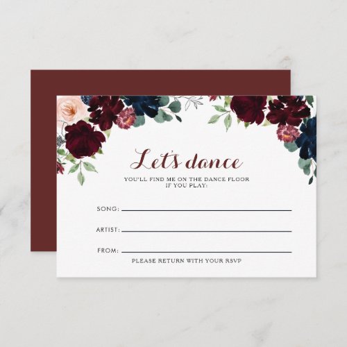Luxury Boho Floral Wedding Song Request Card