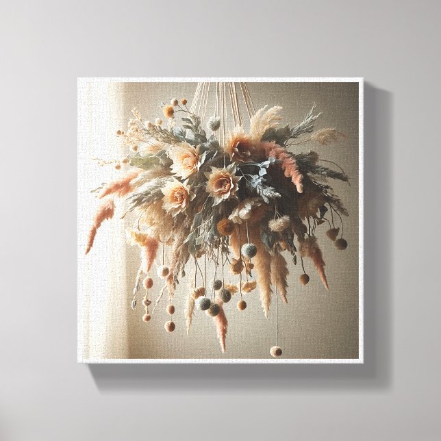 Luxury Boho Hanging Bouquet - Ethereal Dried Flowe Canvas Print (Front)