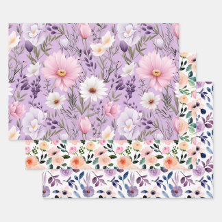 Luxury Boho Watercolor Floral Gift Wrapping Paper Sheets