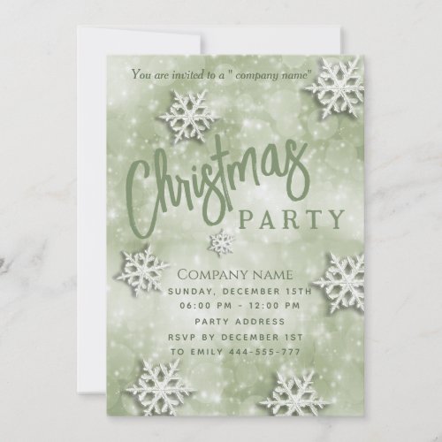 Luxury bokeh snowflakes corporate Christmas party  Invitation