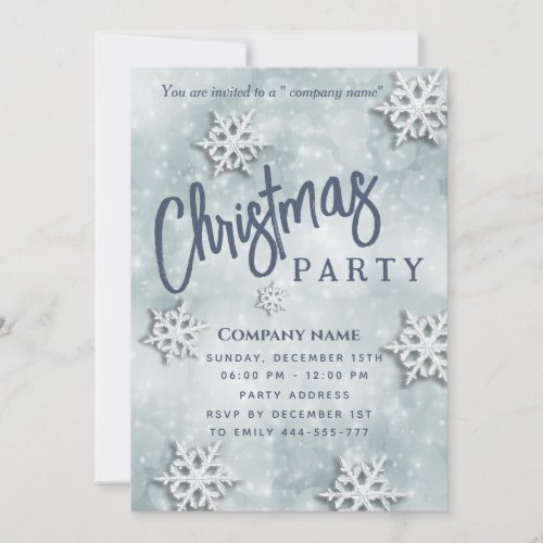 Luxury bokeh snowflakes corporate Christmas party  Invitation