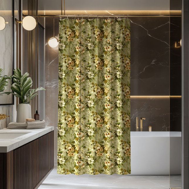 Luxury Botanical Curtain Green Gold Chic Decor (Luxury Botanical Curtain Green Gold Chic Decor)