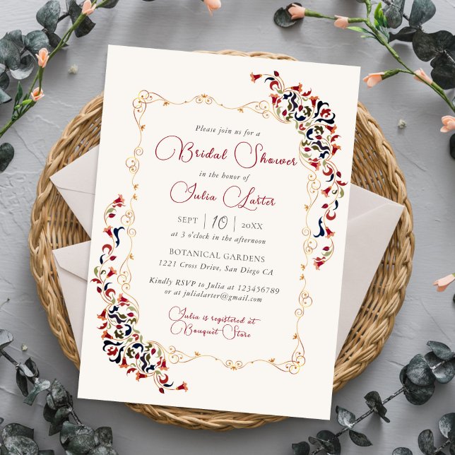 Luxury Botanical Floral Paisley Bridal Shower Invitation (Creator Uploaded)