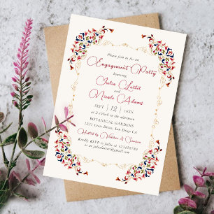 Luxury Botanical Floral Paisley Engagement Party Invitation