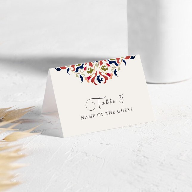 Luxury Botanical Floral Paisley Wedding Place Card (Creator Uploaded)