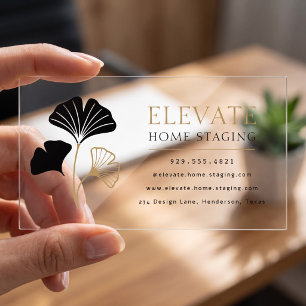 Luxury Botanical Home Staging Clear Business Cards