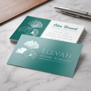 Luxury Botanical Home Staging Raised Spot UV Business Card