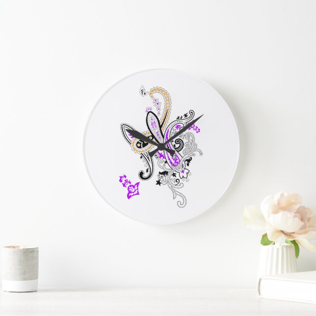 Luxury Botanical Paisley Collection Large Clock (Home)