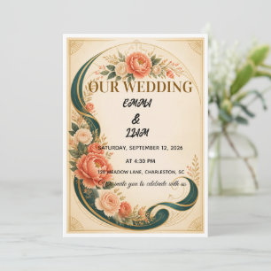 Luxury Botanical Ribbon Arch Wedding Invitation