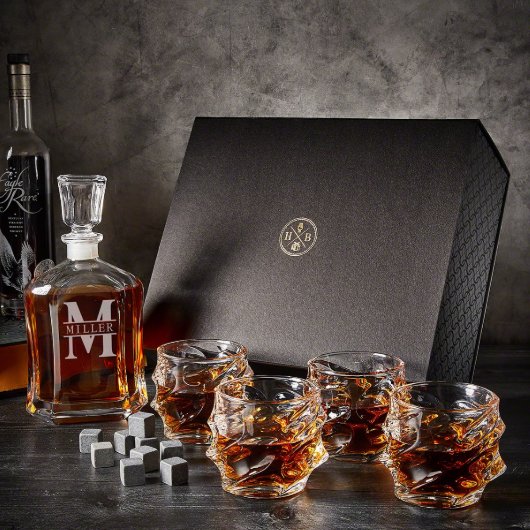 Luxury Bourbon Set with Engraved Argos Decanter (Front)