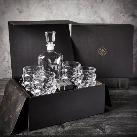 Luxury Bourbon Set with Engraved Argos Decanter (Front)