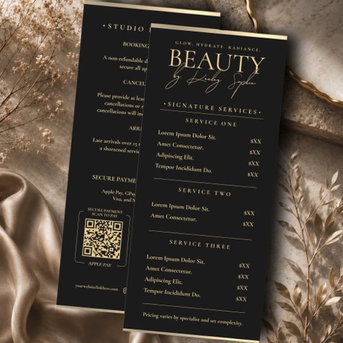 Luxury Boutique Beauty Branding Black Price List Menu