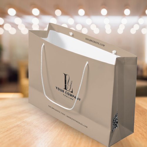 Luxury Boutique Brand Add Logo Beige Neutral Color Large Gift Bag