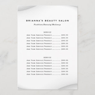 Luxury Boutique Business Price List Menu